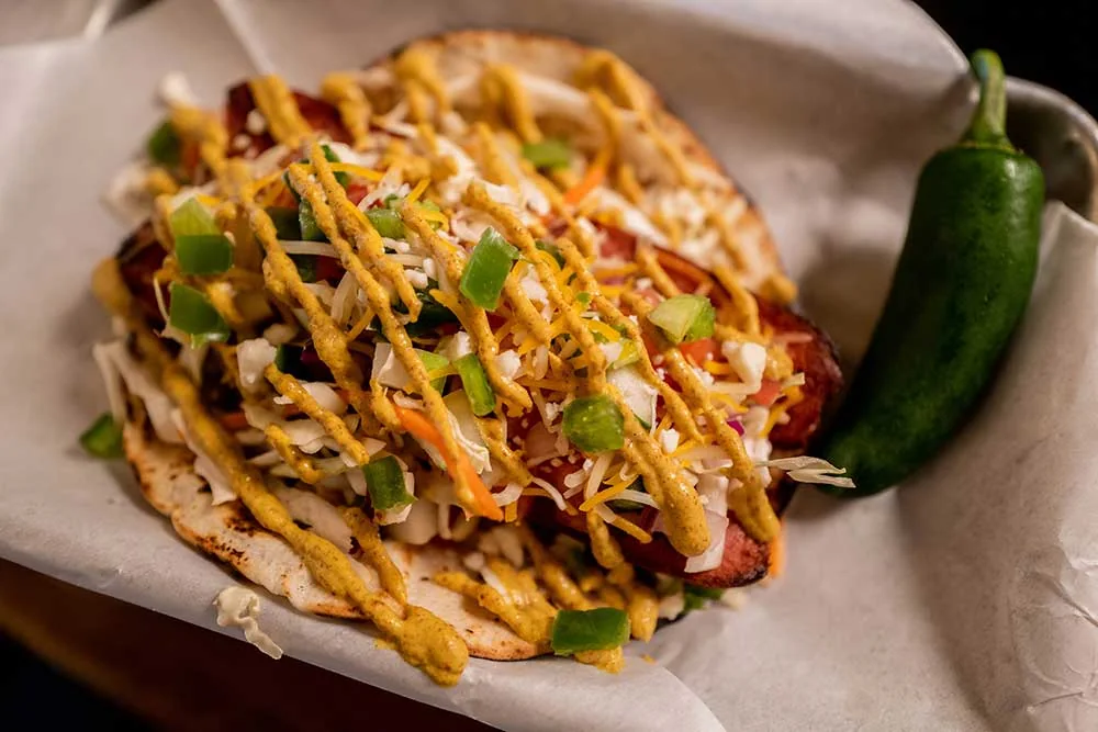 A loaded taco from Taco Dive